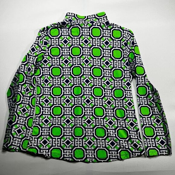 IBKUL Women's Mesh Long Sleeve Geo Print Mock Neck 1/4 Zip Top - Size XL - Picture 3 of 5